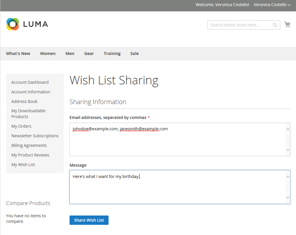 مشاركة قائمة الرغبات " Share The Wish list" على متجر ماجنتو 2