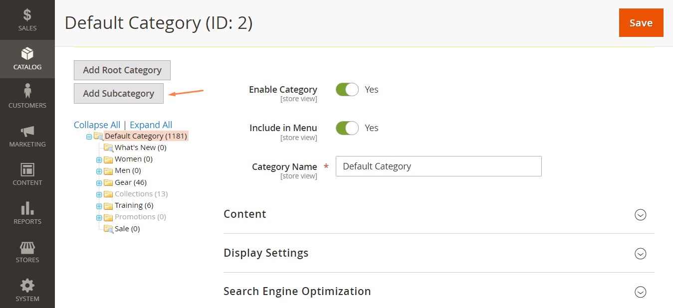إضافة فئة Add Subcategory إنشاء فئة جديدة New Category داخل متجر ماجنتو 2