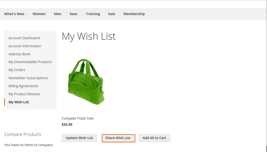 مشاركة قائمة الرغبات Share WishList فى متجر ماجنتو 2