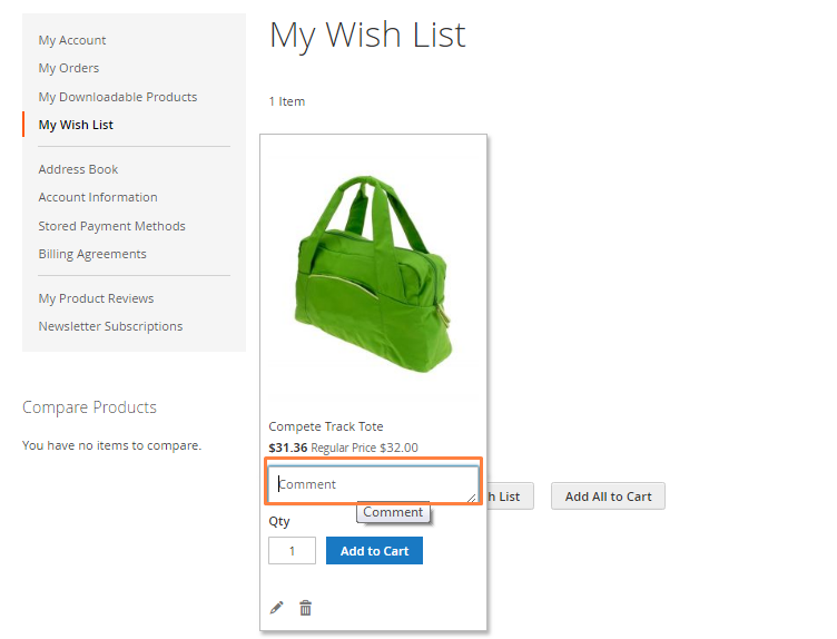 قائمة الرغبات فى لوحة تحكم العميل مشاركة قائمة الرغبات Share WishList فى متجر ماجنتو 2