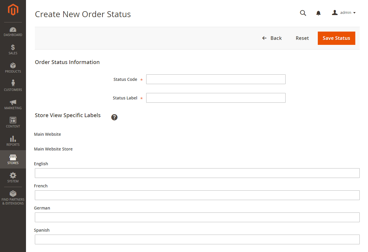 إنشاء حالة طلب جديدة - Create New Order Status إنشاء حالة طلب جديدة New Order Status فى متجر ماجنتو 2