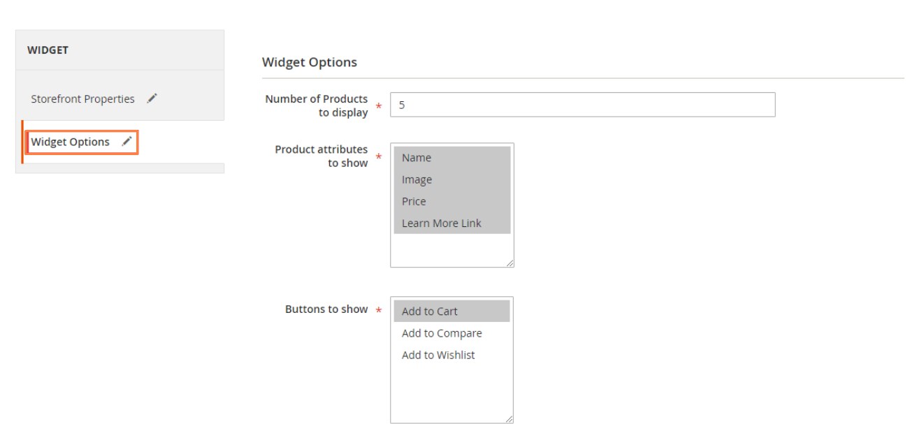 Widget Options إظهار واجهة منتجات تم مشاهدتها مؤخرا (Recently Viewed Products) على صفحات ماجنتو 2