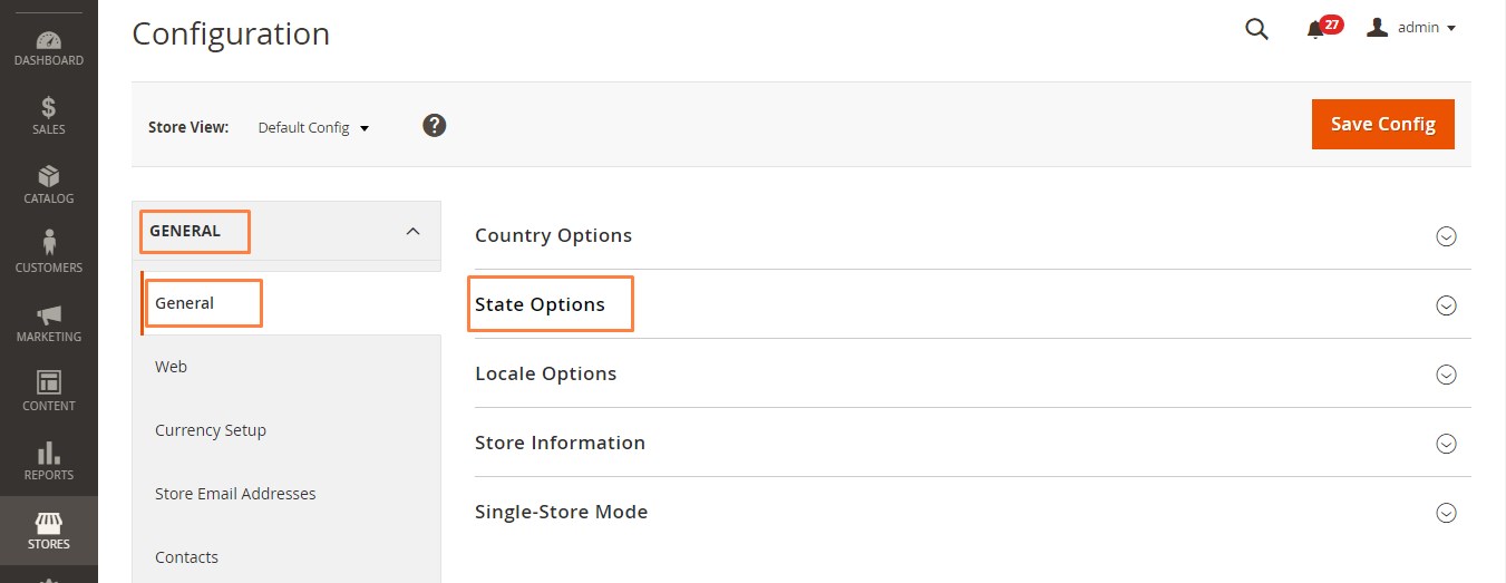 إعداد خيارات الولاية (State Options) فى متجر ماجنتو 2 