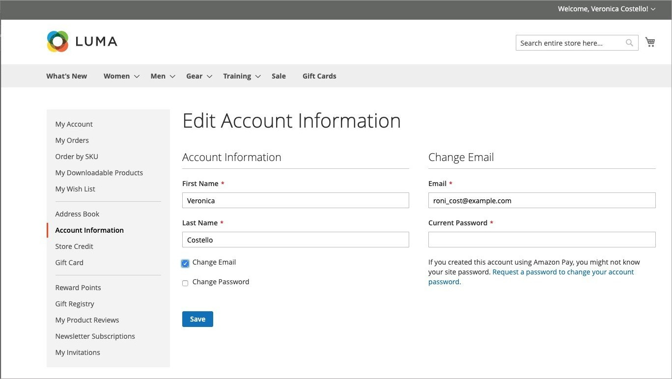 Change Email Address معلومات حساب العميل (Account Information) فى ماجنتو 2