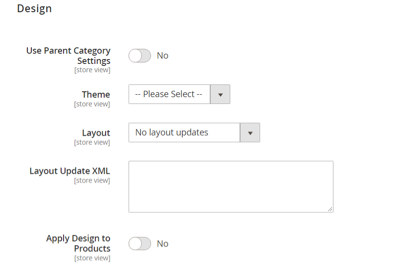 إعدادات التصميم Design إعدادات تصميم الفئة (Category Design Settings) فى ماجنتو 2