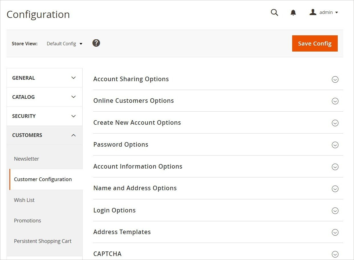 Customers Configuration مرجع إعدادات تكوين العملاء (Customers Configuration) على ماجنتو 2