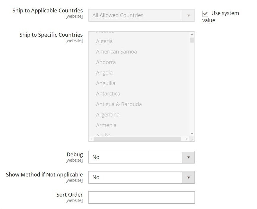 إعدادات تكوين طرق الشحن (Shipping Methods) فى ماجنتو 2